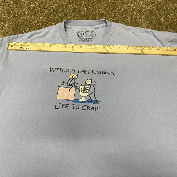 LIFE IS CRAP “Without the Husband" T-Shirt Size XL Light Blue Funny Toilet - Picture 13 of 13